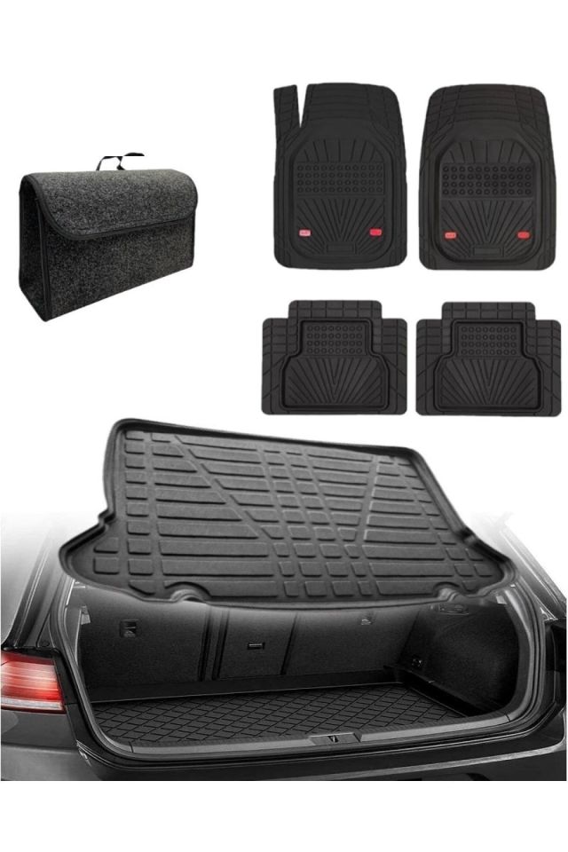 Dacia Logan Sedan 2004-2012 Uyumlu Kokusuz 3d Bagaj Havuzu+3d Venüs Siyah Havuzlu Paspas