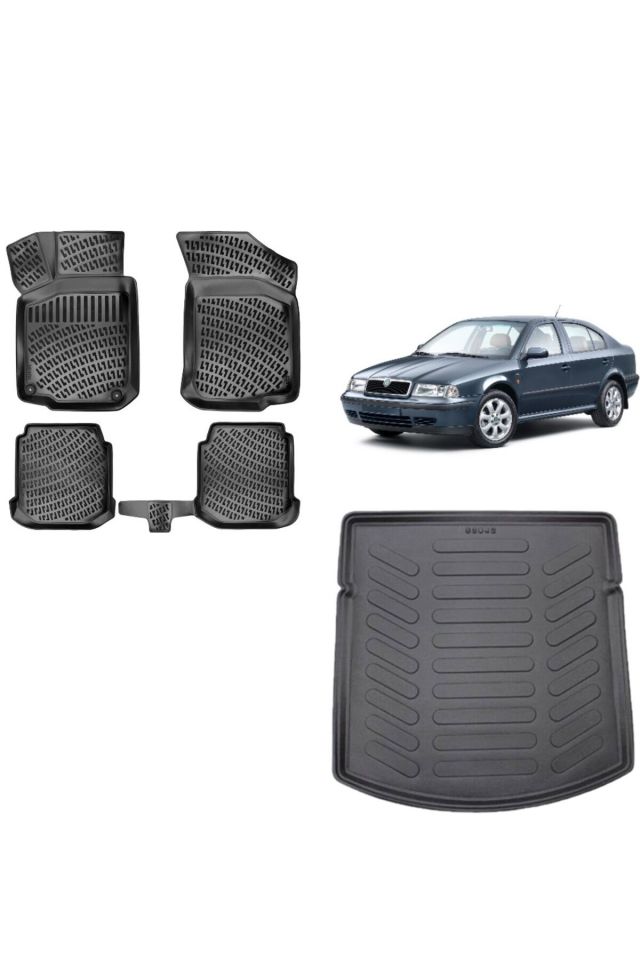 Skoda Octavia 2004 Model 3D Bagaj Havuzu+3D Havuzlu Araca Özel Paspas Takımı