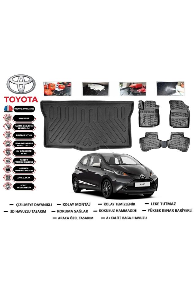 Toyota Aygo 2006 Model Bagaj Havuzu Araca Özel Paspas Takımı Prrox