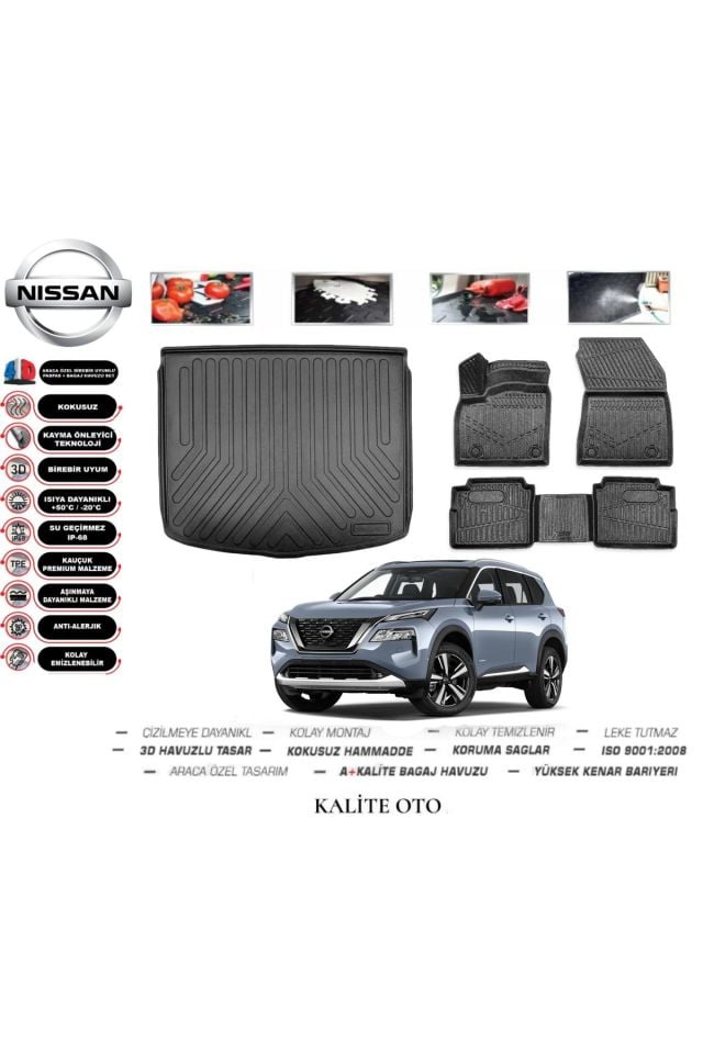 Nissan X-Trail e-power 5 Koltuk 2022 Model Bagaj Havuzu+4D Havuzlu Paspas Setii