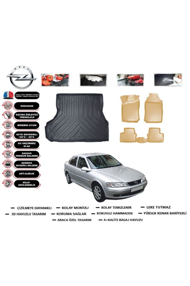 Opel Vectra B 1999 Model Bagaj Havuzu+Araca Özel Bej Paspas Takımı Flex