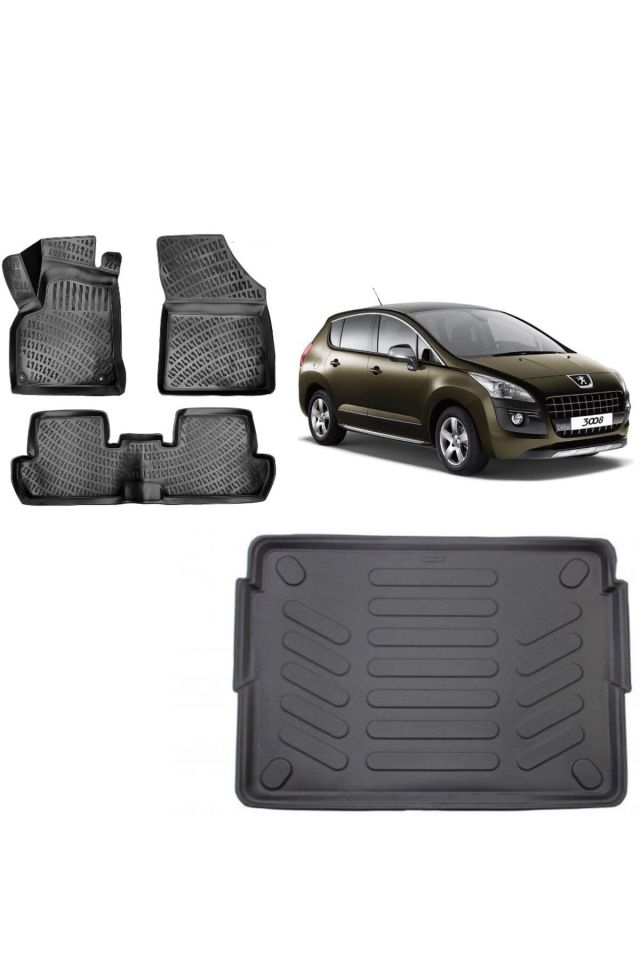 Peugeot 3008 2014 Model 3D Bagaj Havuzu+3D Havuzlu Araca Özel Paspas Takımı