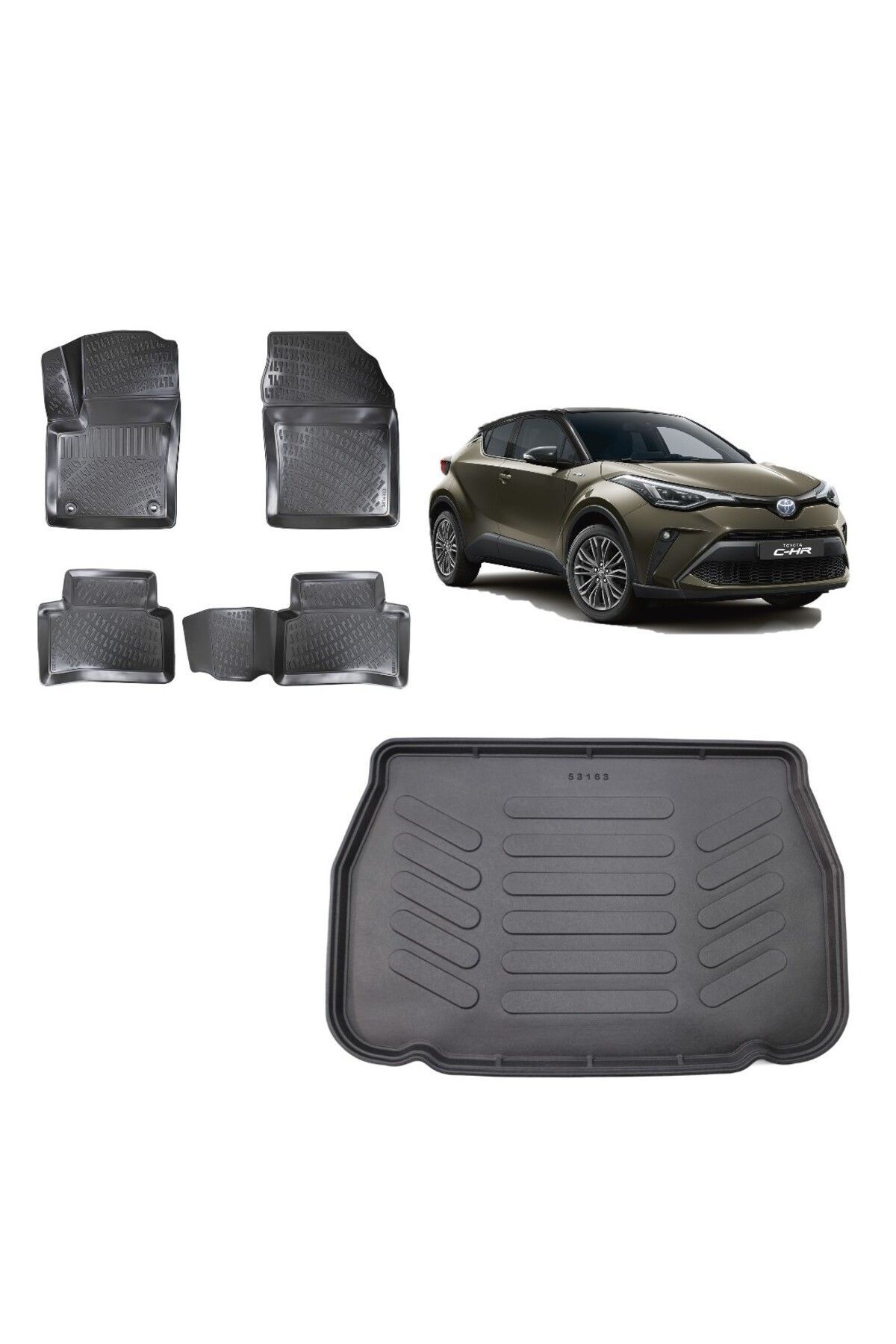 Toyota CHR 2019 Stepneli Model 3D Bagaj Havuzu+3D Havuzlu Araca Özel Paspas Takımı