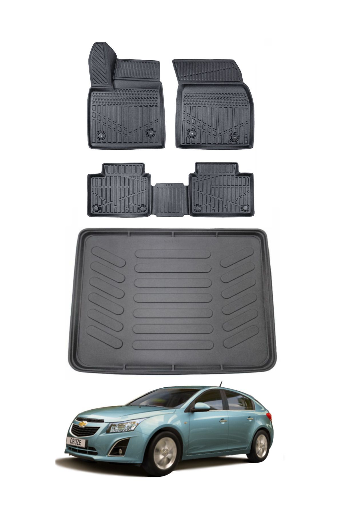 Chevrolet Cruze Hatchback 2010 Model Bagaj Havuzu Araca Özel Siyah Paspas Takımı