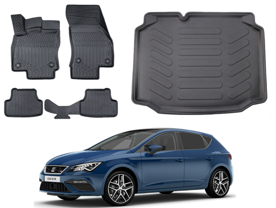 Seat Leon 2013-20203D Bagaj Havuzu+3D Araca Özel Paspas Takımı