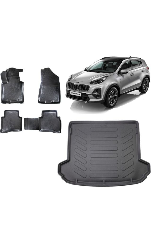 Kia Sportage R 2019 Model 3D Bagaj Havuzu+3D Havuzlu Araca Özel Paspas Takımı