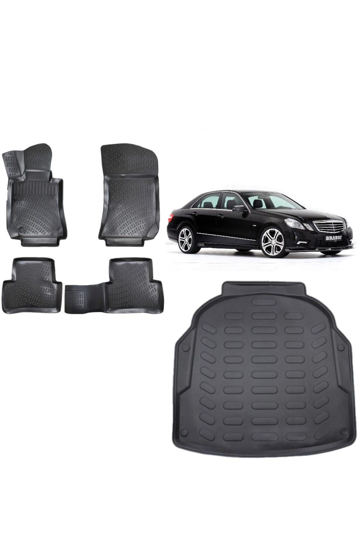 Mercedes E Serisi W212 2014 Model Plastik 3D Bagaj Havuzu+3D Havuzlu Araca Özel Paspas Takımı