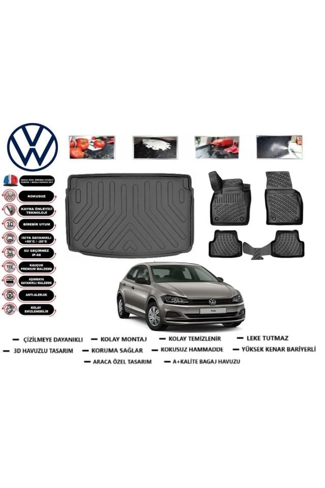 Volkswagen Polo 2022 Model Üst Bagaj Havuzu Araca Özel Paspas Takımı Prrox