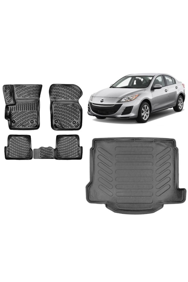 Mazda 3 2011 Model 3D Bagaj Havuzu+3D Havuzlu Araca Özel Paspas Takımı