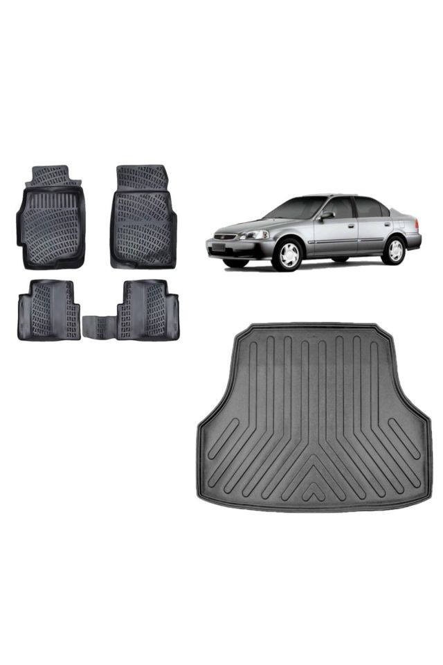 Honda Civic Sedan 1997 Model 3D Bagaj Havuzu+3D Havuzlu Araca Özel Paspas Takımı