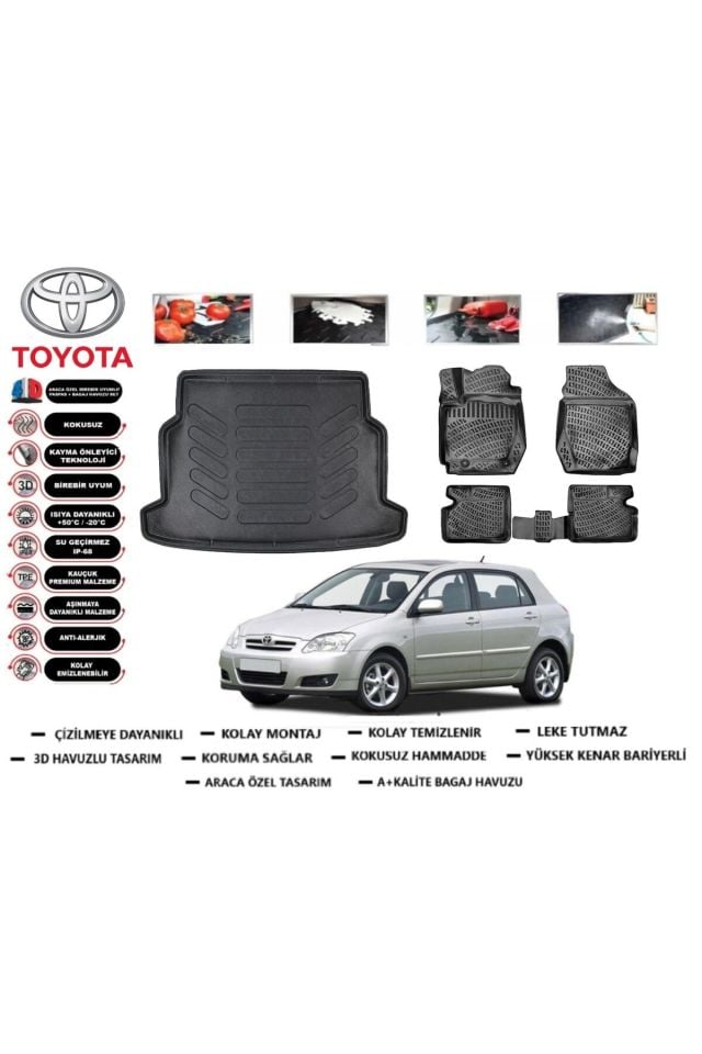Toyota Corolla C HB 2005 Model Bagaj Havuzu Araca Özel Paspas Takımı Flex