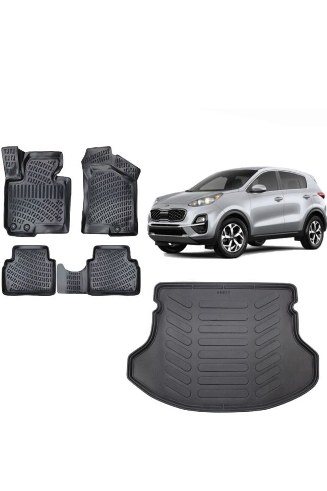 Kia Sportage R 2012 Model 3D Bagaj Havuzu+3D Havuzlu Araca Özel Paspas Takımı