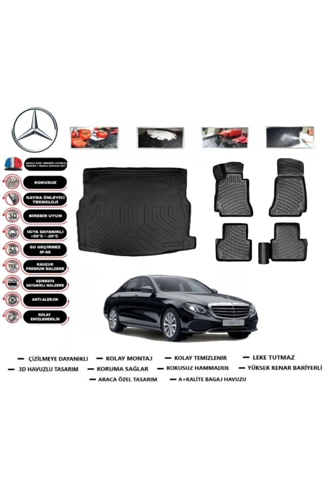 Mercedes E Serisi W213 2018 Model Bagaj Havuzu Araca Özel Paspas Takımı Flex