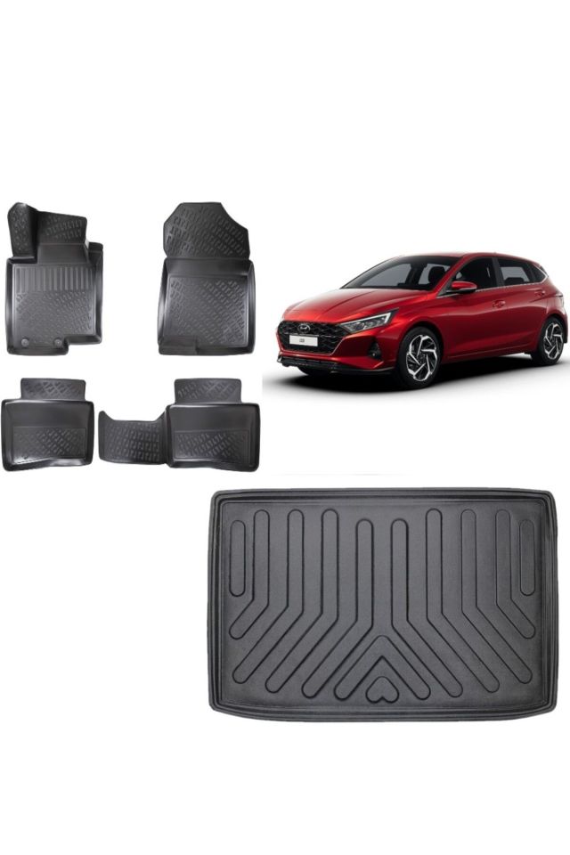 Hyundai i20 2021 Model Elite Plus ALT Kademe 3D Bagaj Havuzu+3D Havuzlu Araca Özel Paspas Takımı