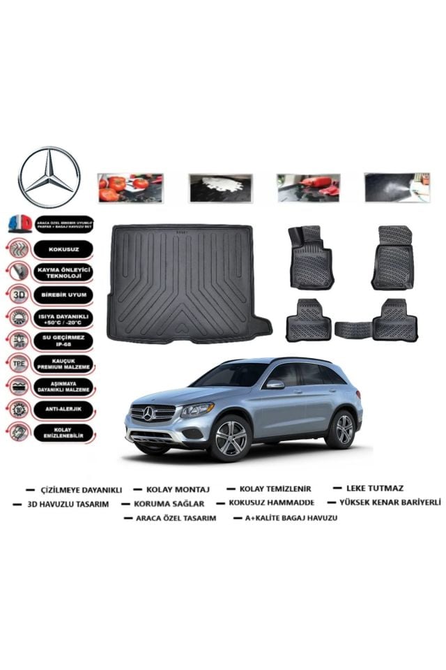 Mercedes GLC SUV 2019 Model Bagaj Havuzu Araca Özel Paspas Takımı Flex