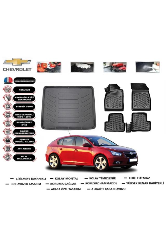 Chevrolet Lacetti HB 2018 Model Bagaj Havuzu Araca Özel Paspas Takımı Prrox