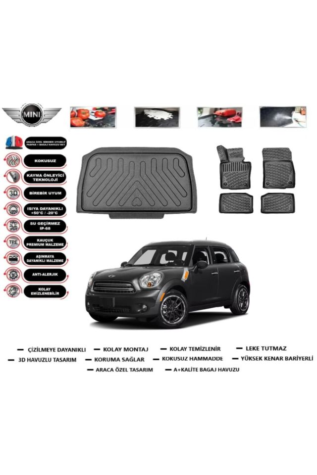 Mini Countryman 2015 Model Bagaj Havuzu Araca Özel Paspas Takımı Prrox