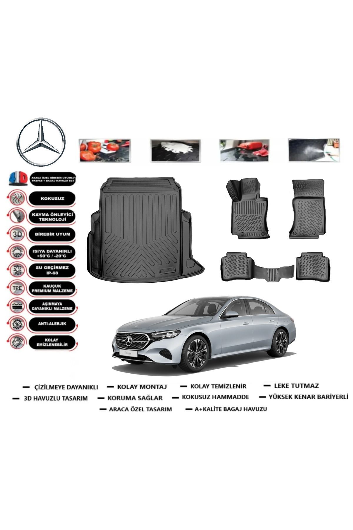 Mercedes E Serisi W214 2025 Model Bagaj Havuzu Araca Özel Paspas Takımı Flex