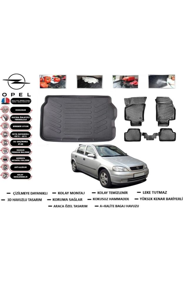 Opel Astra G HB 2002 Model Bagaj Havuzu Araca Özel Paspas Takımı kauçuk
