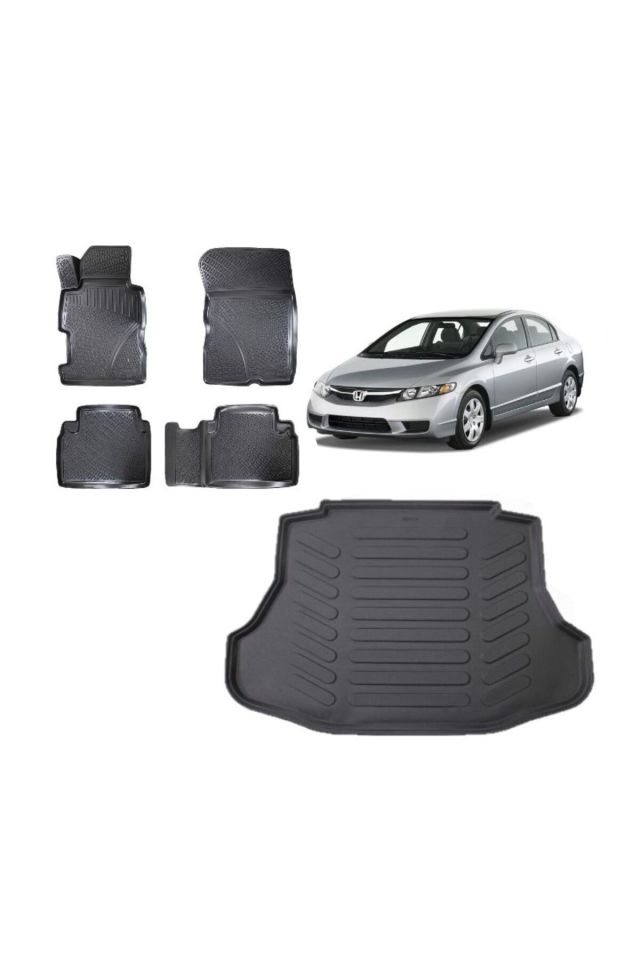 Honda Civic Sedan 2012 Model 3D Bagaj Havuzu+3D Havuzlu Araca Özel Paspas Takımı