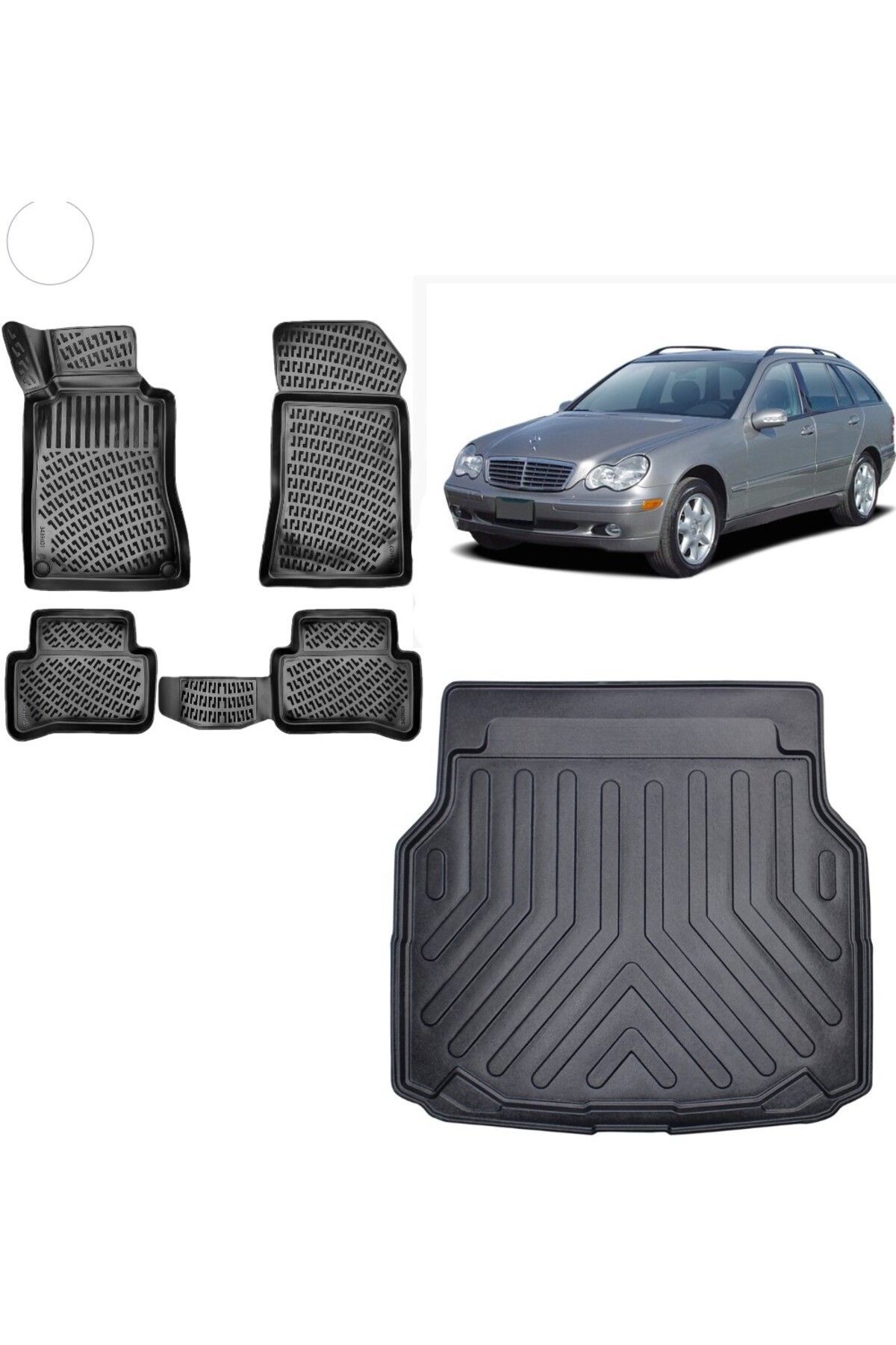 Mercedes C Seri W203 Station Vagon 2004 Bagaj Havuzu+3D Havuzlu Araca Özel Paspas Takımı