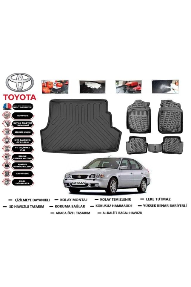 Toyota Corolla 1999 Model Bagaj Havuzu Araca Özel Paspas Takımı Flex