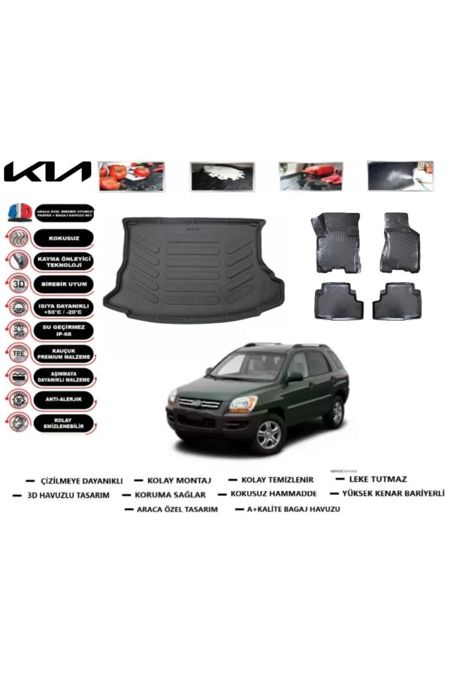 Kia Sportage 2010 Model Bagaj Havuzu Araca Özel Paspas Takımı Prrox