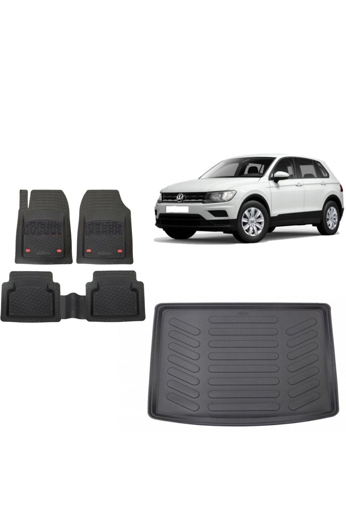 Volkswagen Tiguan 2018 Model Alt Kademe 3D Bagaj+3D Havuzlu Safir Siyah Renk Paspas