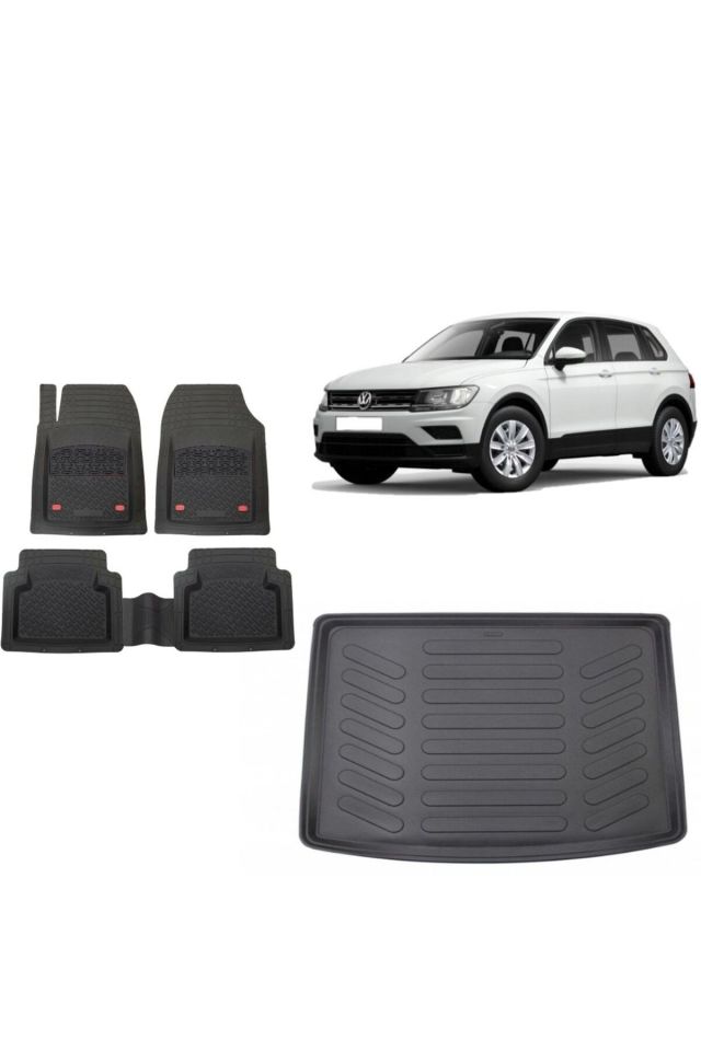 Volkswagen Tiguan 2018 Model Alt Kademe 3D Bagaj+3D Havuzlu Safir Siyah Renk Paspas