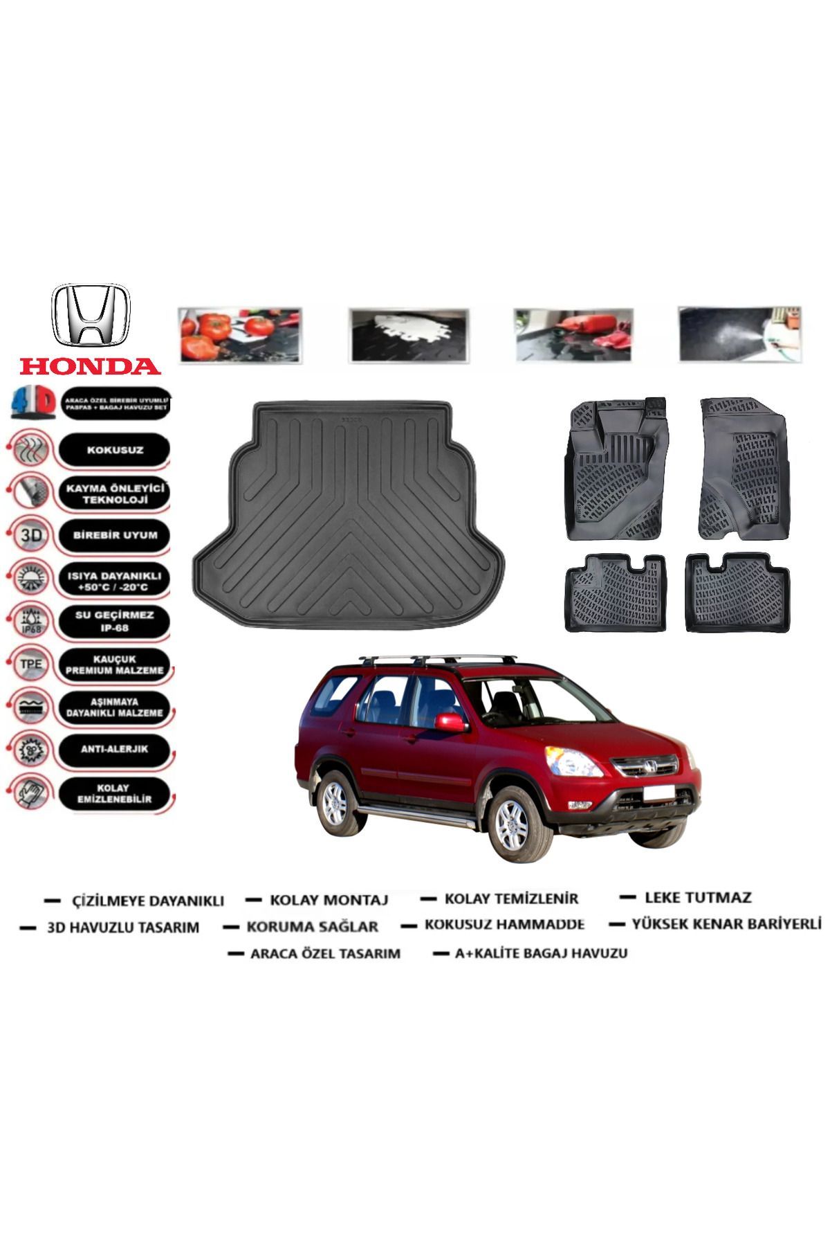 Honda CRV 2002 Model Bagaj Havuzu Araca Özel Paspas Takımı Prrox