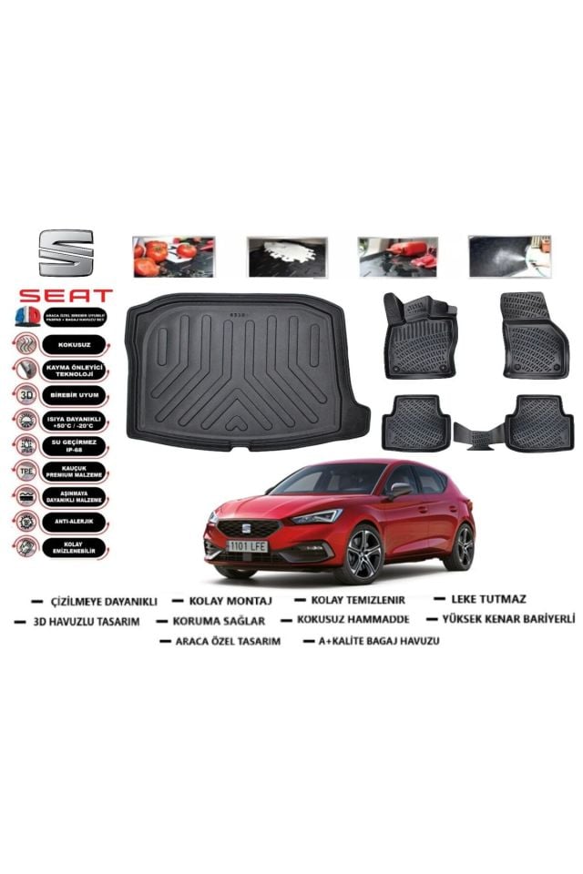 Seat Leon 2025 Model Bagaj Havuzu Araca Özel Paspas Takımı Prrox