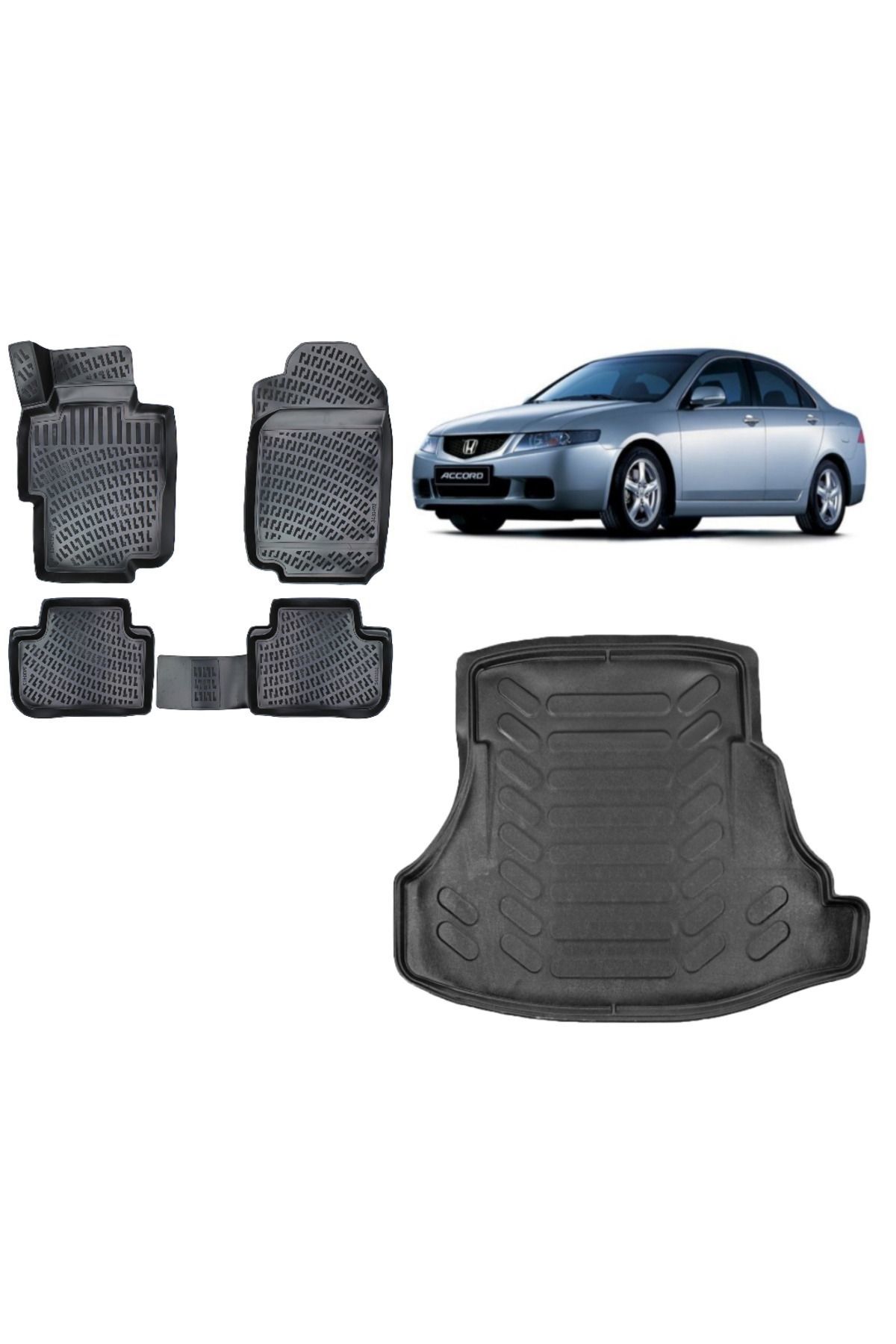Honda Accord 2002 Model 3D Bagaj Havuzu+3D Havuzlu Araca Özel Paspas Takımı