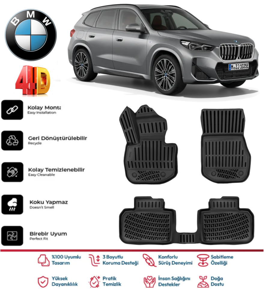 Bmw X1 Phev 2023 Sonrası 4D Havuzlu Paspas