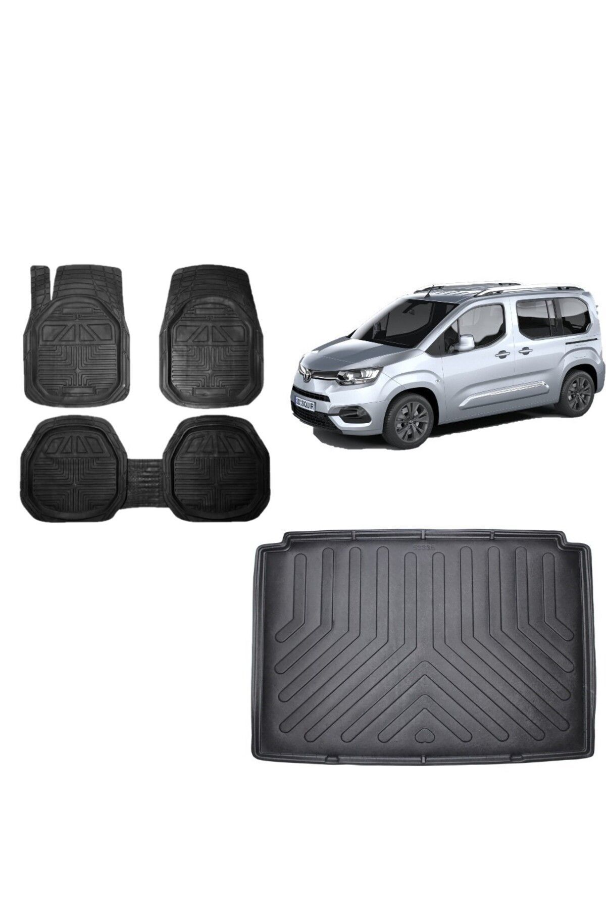 Toyota Proace City Seperatörlü 2024 Model 3D Bagaj+3D Havuzlu Ekstra Siyah Paspas