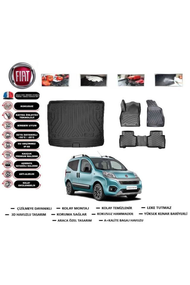 Fiat Fiorino 2022 Model Koltuklu Van Bagaj Havuzu Araca Özel Paspas Takımı Flex