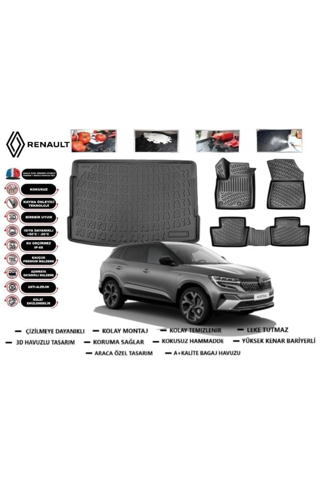 Renault Austral 2025 Model Bagaj Havuzu Araca Özel Paspas Takımı Prrox