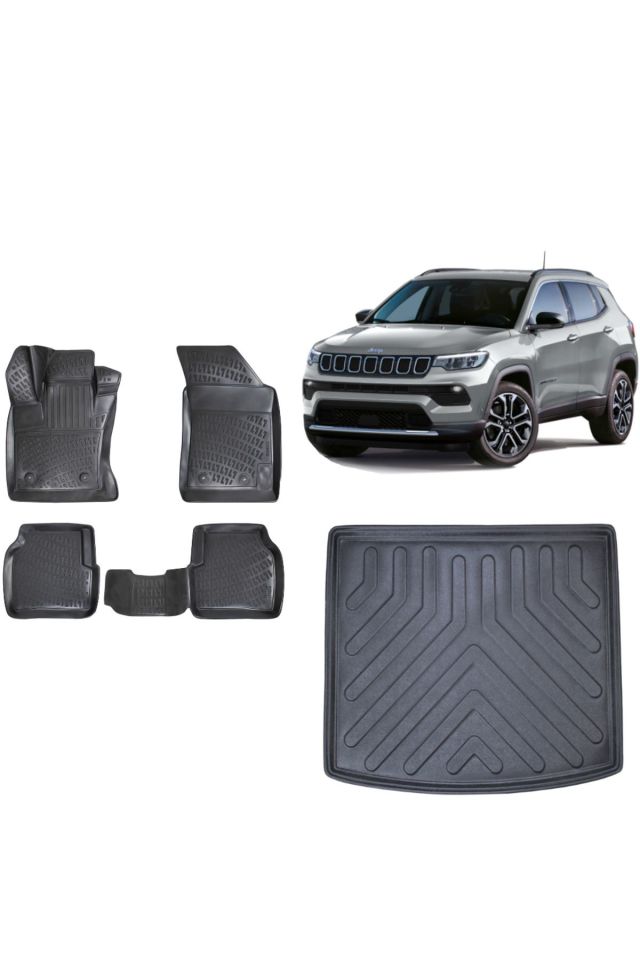 Jeep Compass 2022 Model 3D Bagaj Havuzu+3D Havuzlu Araca Özel Paspas Takımı