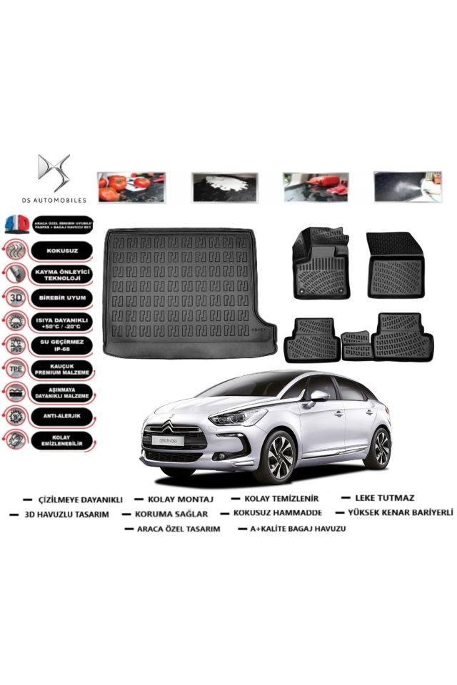 DS5 2012 Model Bagaj Havuzu Araca Özel Paspas Takımı Flex