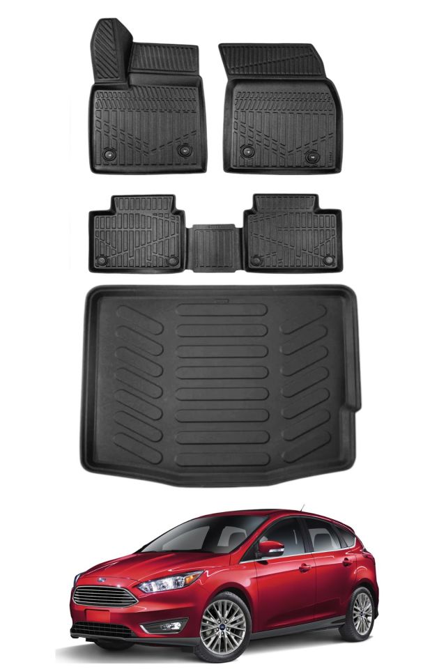 Ford Focus 3 Hatchback 2012 Model Bagaj Havuzu Araca Özel Siyah Paspas Takımı