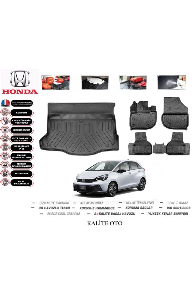 Honda Jazz 2021 Model 3D Bagaj Havuzu+4D Havuzlu Paspas Setii