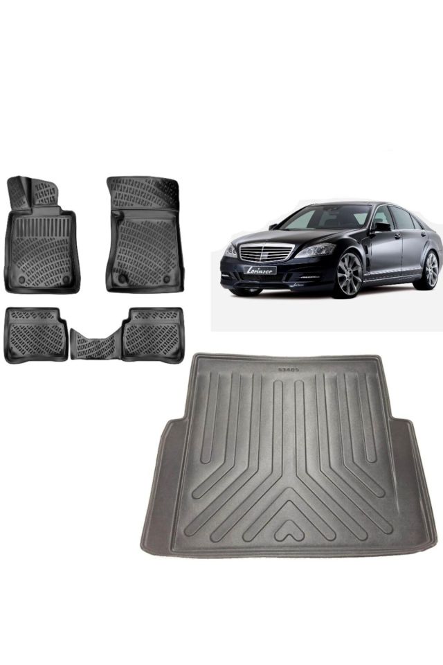 Mercedes S Serisi W221 2010 Model 3D Bagaj Havuzu+3D Havuzlu Araca Özel Paspas Takımı