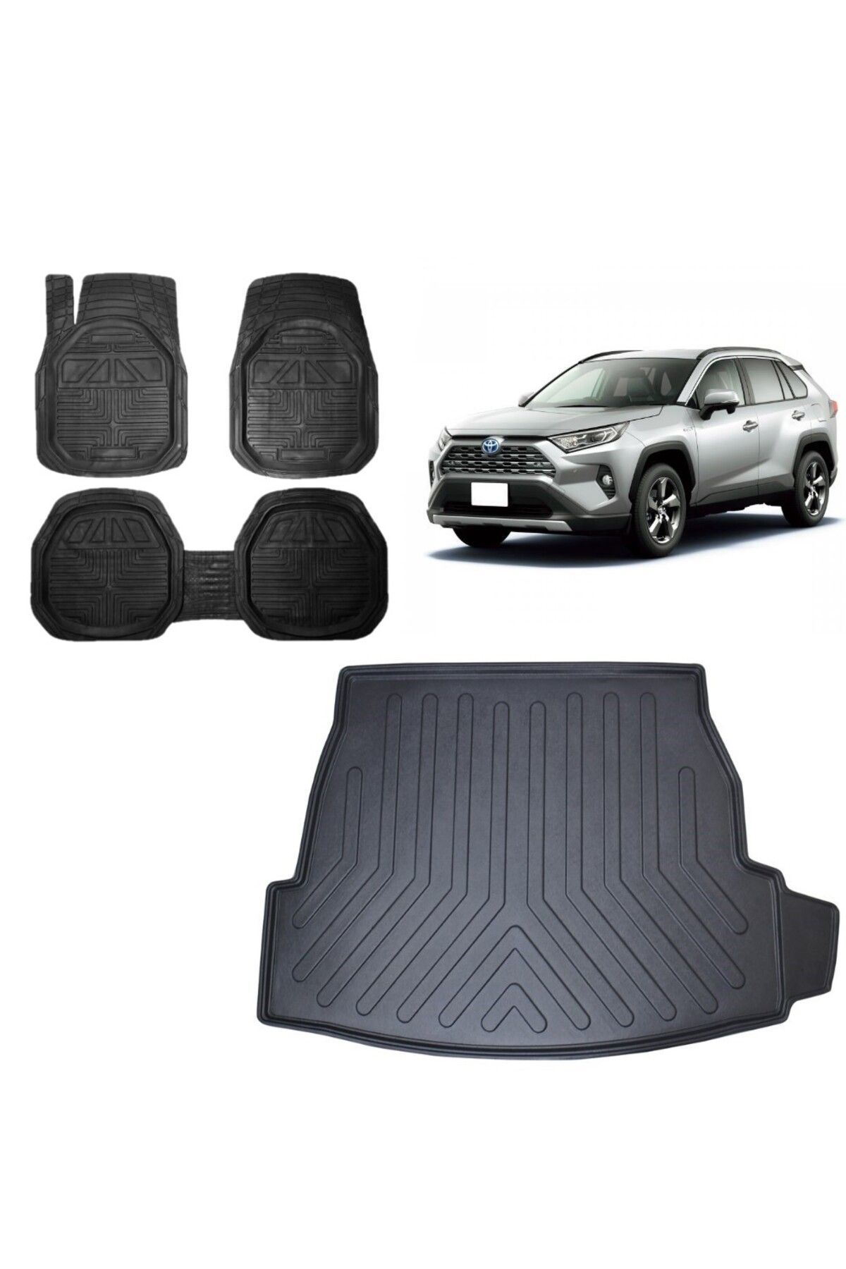 Toyota RAV4 2023 Model 3D Bagaj Havuzu+3D Havuzlu Araca Özel Paspas Takımı