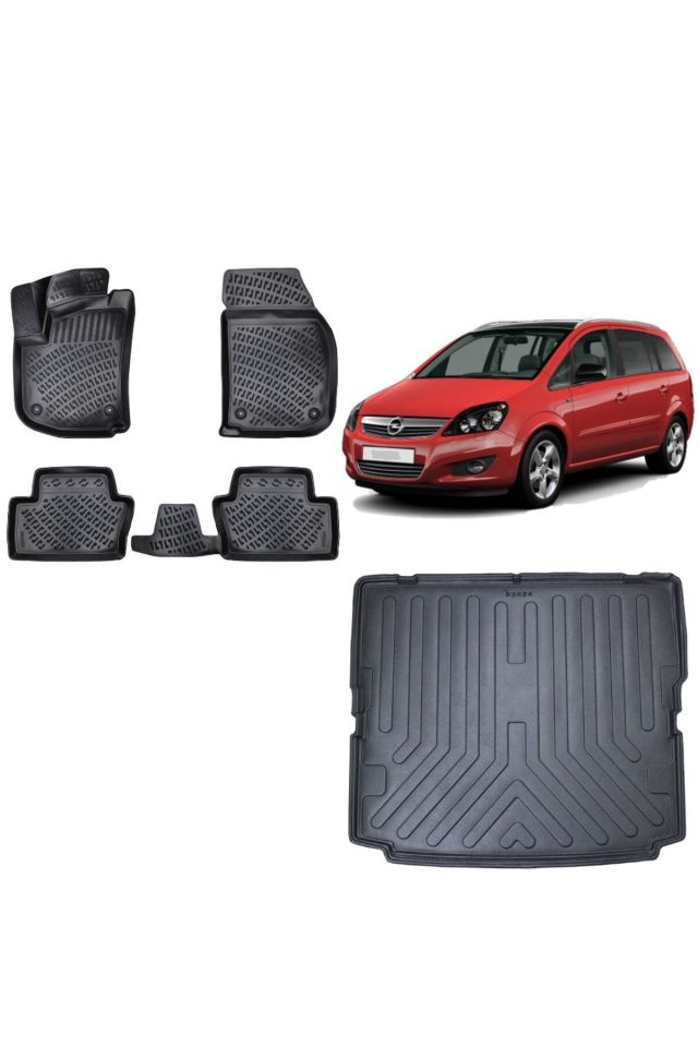 Opel Zafira B 2005 Model 3D Bagaj Havuzu+3D Havuzlu Araca Özel Paspas Takımı