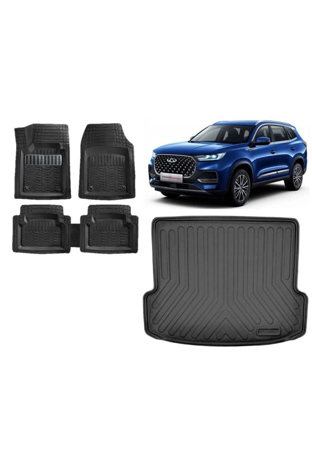 Chery Tiggo 8 Pro 2022 Model 3D Bagaj Havuzu+3D Havuzlu Maximum Karbon Kromlu Paspas