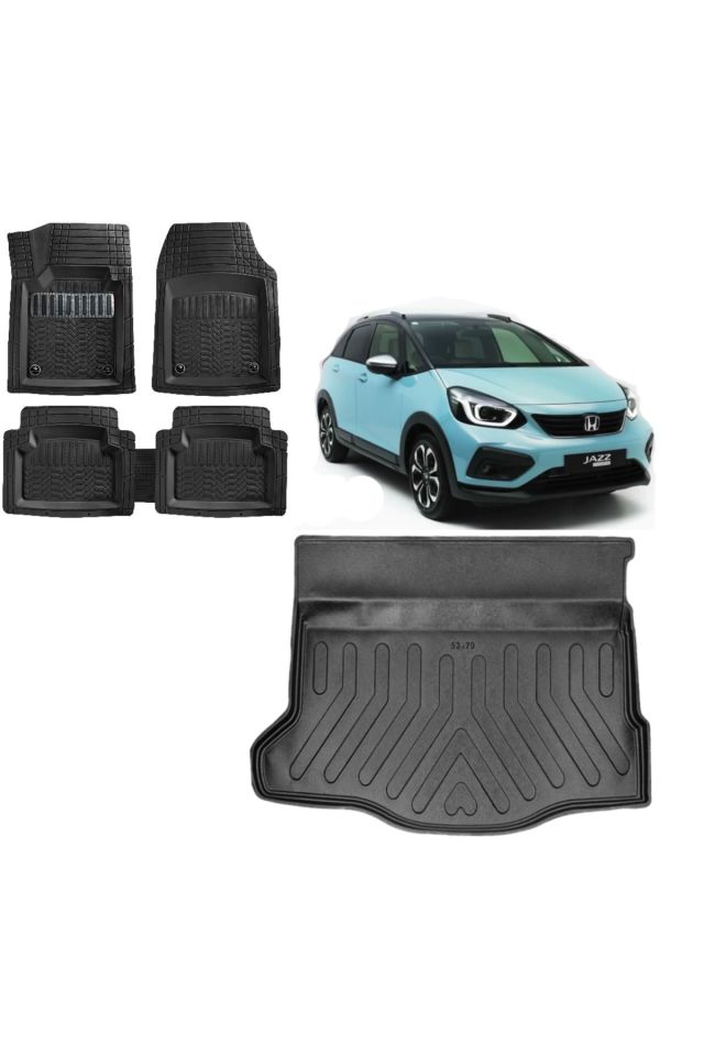 Honda Jazz Crosstar 2021 Model 3D Bagaj Havuzu+3D Havuzlu Maximum Karbon Kromlu Paspas