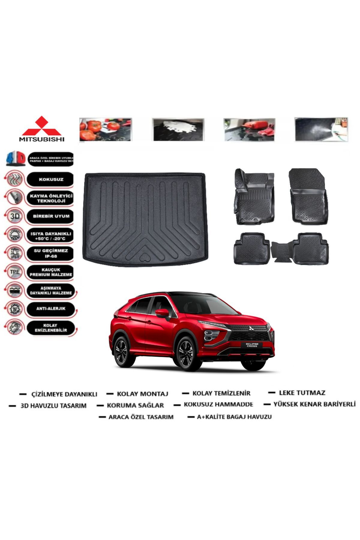 Mitsubishi Eclipse Cross 2019 Uyumlu  Model Bagaj Havuzu Araca Özel Paspas Takımı Prrox
