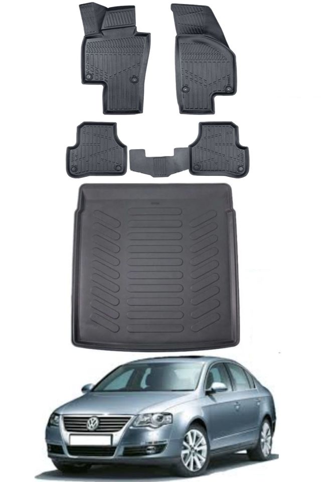 Volkswagen Passat B6 2008 Model Bagaj Havuzu Araca Özel Siyah Paspas Takımı