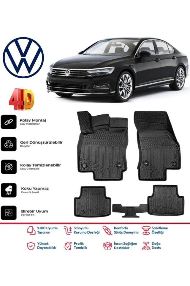 Volkswagen Passat B8 Sedan 2020 Model 4D Havuzlu Paspas