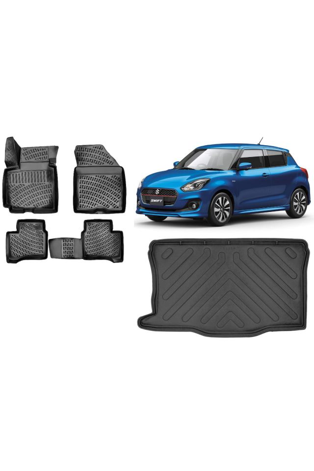 Suzuki Swift 2021 Model 3D Bagaj Havuzu+3D Havuzlu Araca Özel Paspas Takımı