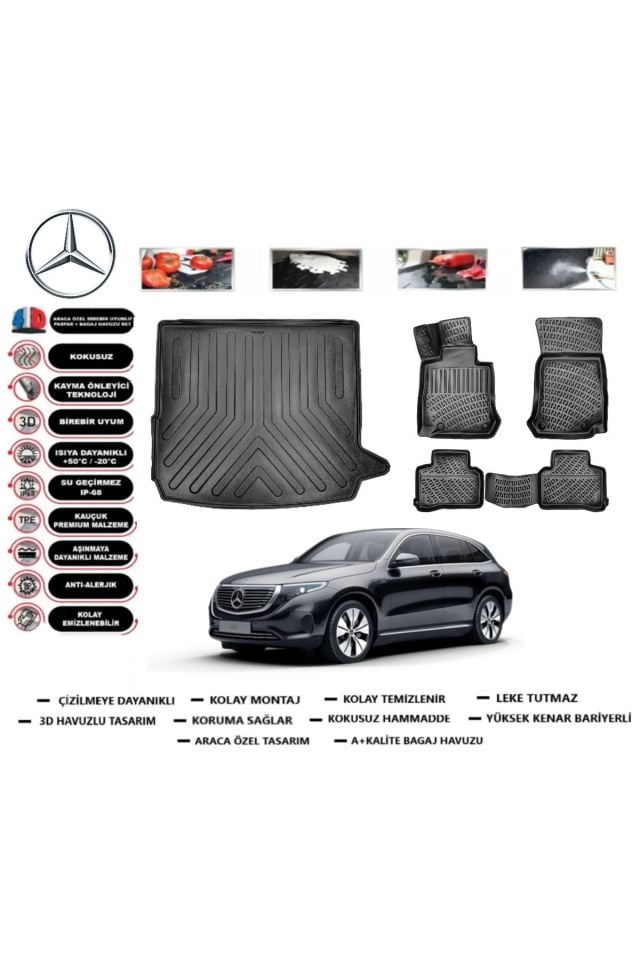 Mercedes EQC 2021 Model Bagaj Havuzu Araca Özel Paspas Takımı Prrox